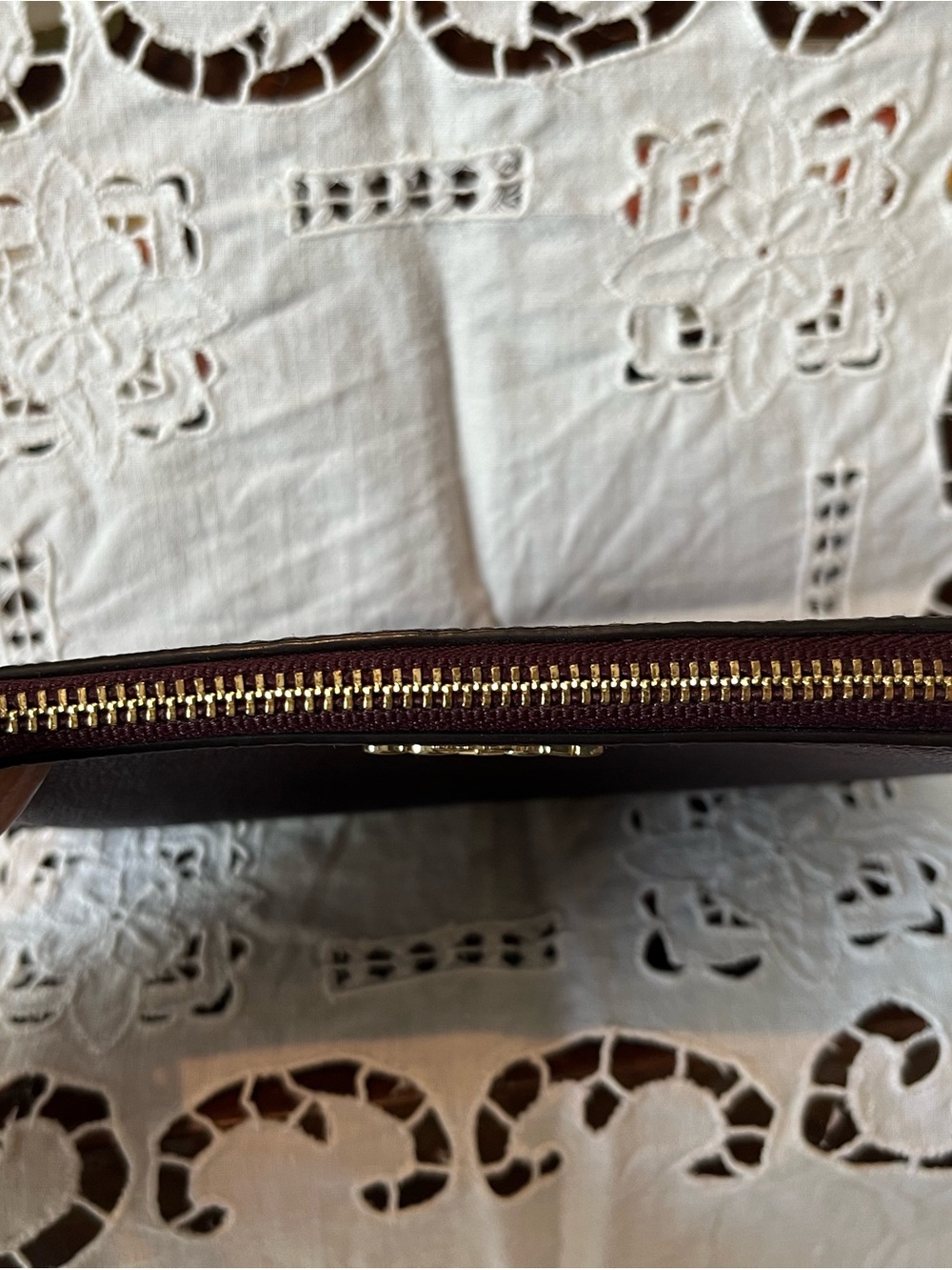 Coach Metallic Deep Purple Leather Wristlet with Gold Logo and Hardware - Picture 3 of 6